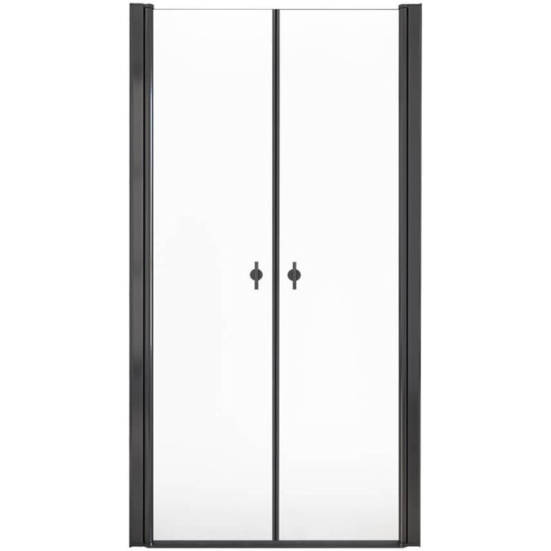 Porte battante en verre clair lavea noir Taille : 85 x 195 cm - Home Deluxe