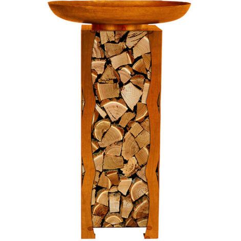 HOME DELUXE - Rost Feuerschale - FRANK, Maße: 34 x 91 x 34 cm I Feuerkorb Feuerstelle Feuertonne Feuerstelle Feuerschale Feuerkorb Feuertonne