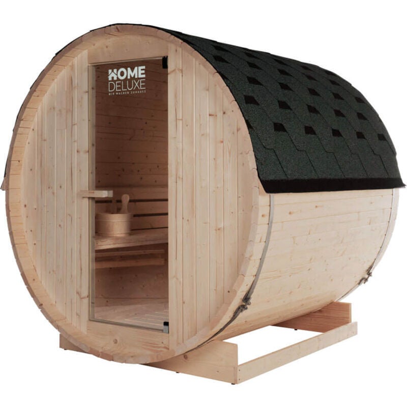 Home Deluxe - Sauna d'extérieur à tonneau lahti l - 195 x 180 cm pour 4 personnes