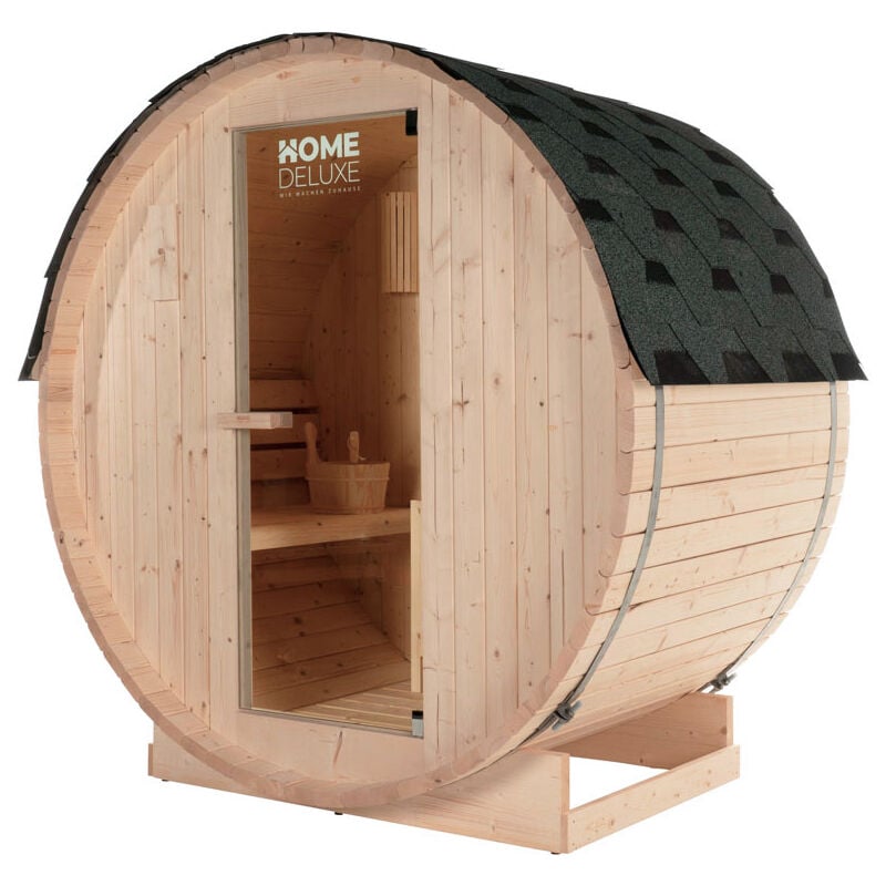 HOME DELUXE - Sauna d'extérieur à tonneau LAHTI M - 195 x 120 cm pour 2 personnes