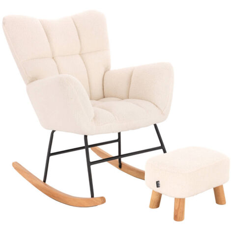 Home Deluxe Schaukelstuhl inkl. Hocker NARA I Schaukelstuhl Hocker Stuhl Wippstuhl Schwingstuhl Schaukelsessel  Schaukelstuhl Hocker Stuhl Wippstuhl