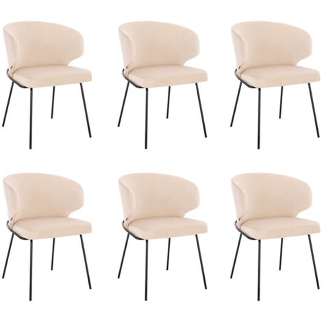 HOME DELUXE - Sedia per sala da pranzo AMARA velluto  Colore: Beige, Quantità: 6