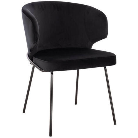 HOME DELUXE - Sedia per sala da pranzo AMARA velluto  Colore: Nero, Quantità: 1