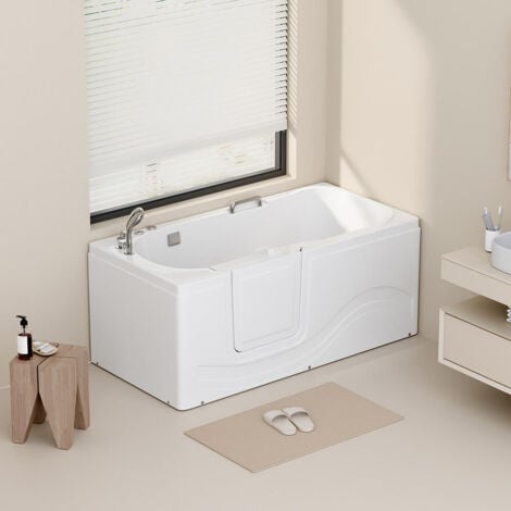 HOME DELUXE - Seniorenbadewanne liegend mit Whirlpoolfunktion VITAL M -  153 x 76 cm   Seitenauslage: Links  Seniorenbadewanne Vital M (Liegend)