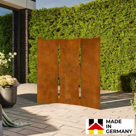 HOME DELUXE - Sichtschutz Treeflow - 120 x 41,5 cm - wetterbeschändig, edle Rostoptik I Rostschild, Gartenstecker, Roststecker  Sichtschutz Wand Garten Rost