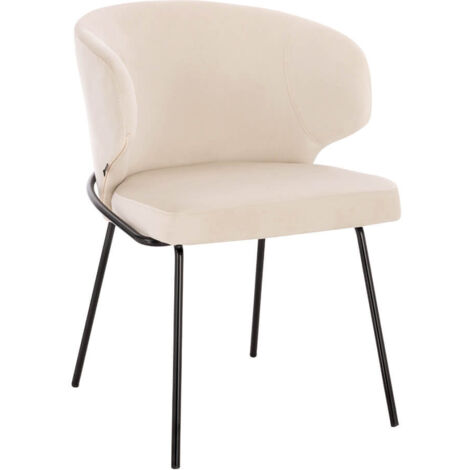 Home Deluxe - Silla de comedor de terciopelo AMARA  Color: Beige, Cantidad: 1