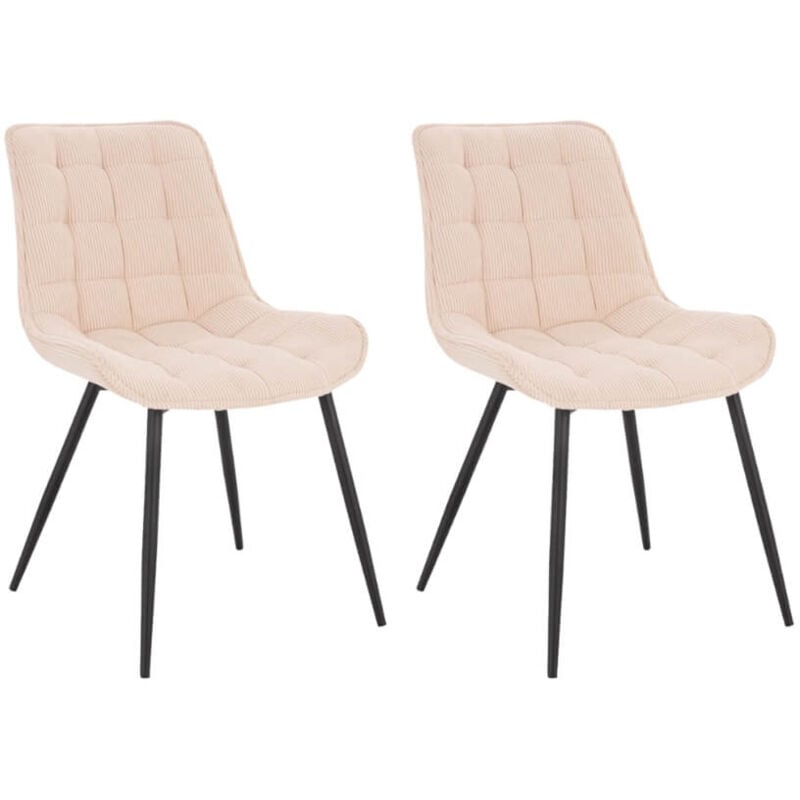 Chaise rembourrée Salle à manger Cord ikalo Couleur : Beige, Quantité : 2 - Home Deluxe