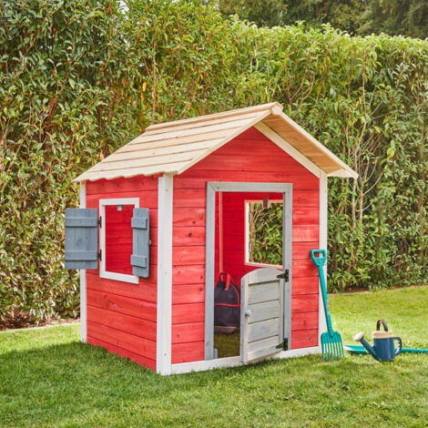 HOME DELUXE - Spielhaus - DAS KLEINE SCHLOSS - 101 x 106 x 128 cm TÜV Geprüft - inkl. Montagematerial I Gartenhaus Holzhaus Kinderhaus  Kinderspielhaus Gartenspielhaus Gartenhaus Für