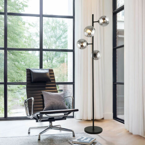 HOME DELUXE Stehlampe aus Glas VIOLA - Rauchgrau  Stehlampe, Design-Stehlampe, moderne Stehlampe