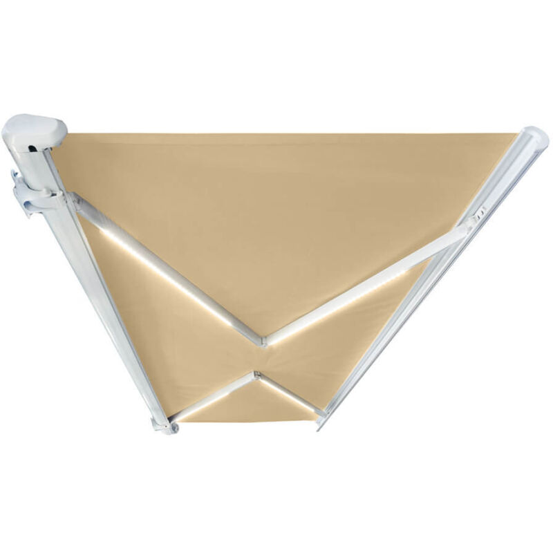 HOME DELUXE LED Vollkassettenmarkise elektrisch ELOS - 585 x 300 cm Sandfarbe