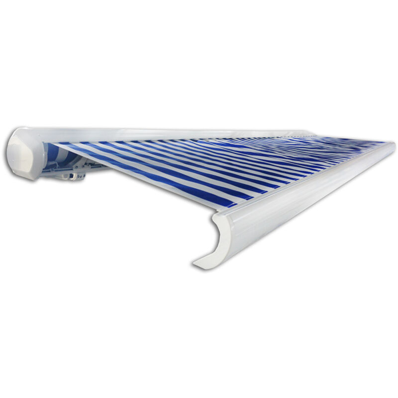 Home Deluxe - Store banne intégral à led électrique elos Couleur : bleu marine-blanc, Taille : 395 x 300 cm