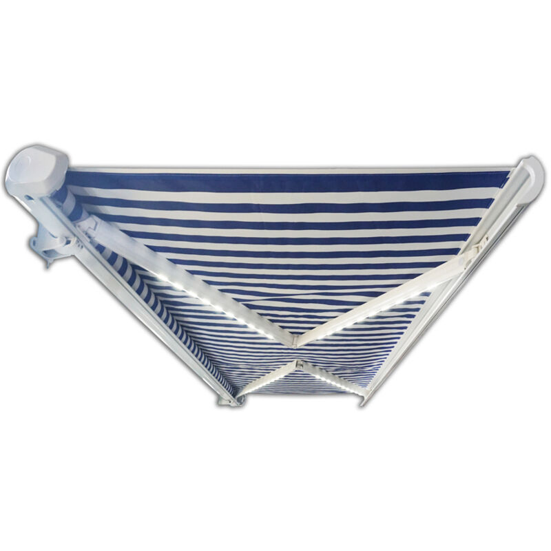 Home Deluxe - Store banne intégral à led électrique elos Couleur : bleu marine-blanc, Taille : 350 x 250 cm