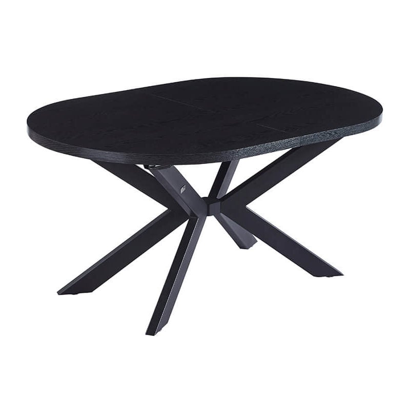 Table de salle à manger ovale à rallonges aventi avec pied en étoile - 160-200 x 100 cm Couleur : Dark Oak - Home Deluxe