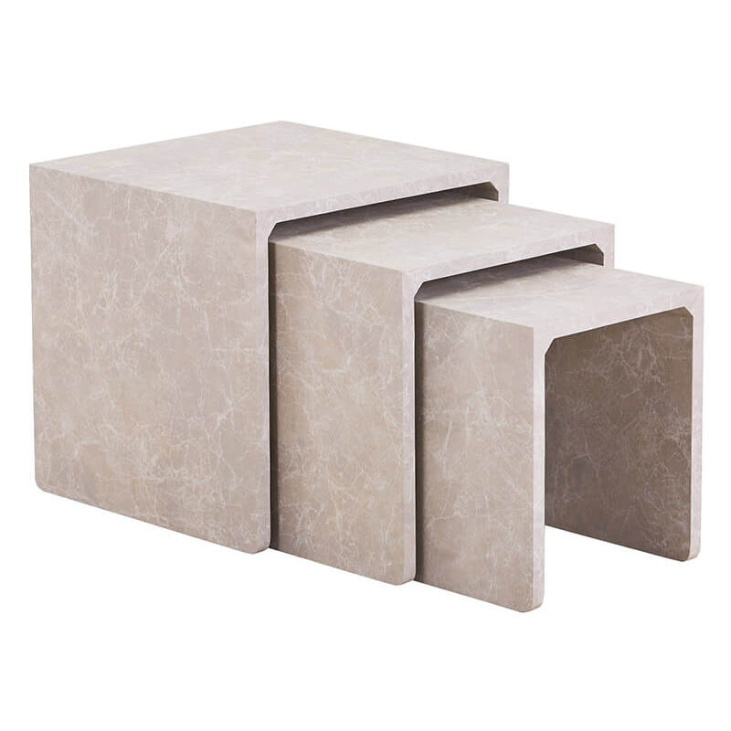 Table d'appoint irima - Lot de 3 Couleur : Marbre Beige - Home Deluxe