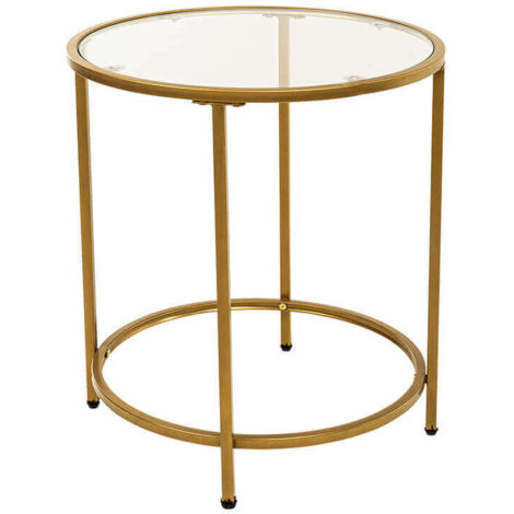 Home Deluxe - Tavolino in vetro MASEI - 50 x 50 cm Oro