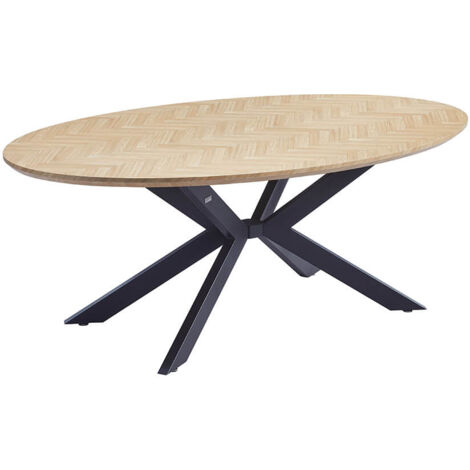 HOME DELUXE - Tavolo da pranzo ovale AVENTIS con base a stella - 200 x 120 cm  Colore: Rovere Lisca di Pesce