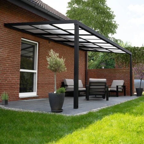 HOME DELUXE - Terrassenüberdachung SOLIS DELUXE  Farbe: Grau, Größe: 290 x 295 x 233 / 272 cm  Terrassendach Pergola Überdachung Terrassenüberdachung
