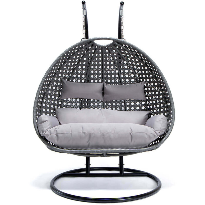 Home Deluxe - Fauteuil suspendu en poly rotin twin Couleur : Gris
