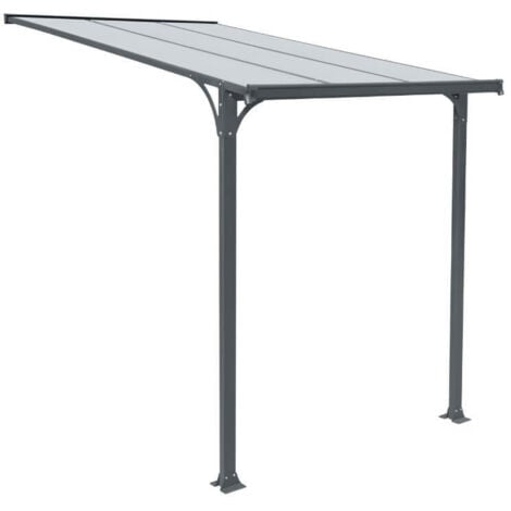 HOME DELUXE - Vordach Haustür CUBIS - Größe: Medium - 219 x 150 x 258 cm - Anthrazit, Gestell: Aluminium, inkl. Polycarbonat Platten I Hautürvordach Pultdach Glasvordach