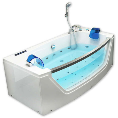 HOME DELUXE - Whirlpool Badewanne - ATLANTIC M - Maße: 175 x 85 x 60 cm - inkl. Heizung, Massagefunktion und kompl. Zubehör I Wanne für 2 Personen, Indoor Pool  Whirlpool Eckbadewanne Badewanne Wanne