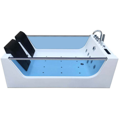 HOME DELUXE - Whirlpool Badewanne - ATLANTIC XL - Maße: 180 x 120 x 60 cm - inkl. Heizung, Massagefunktion und kompl. Zubehör I Wanne für 2 Personen, Indoor Pool  Whirlpool Eckbadewanne Badewanne Wann