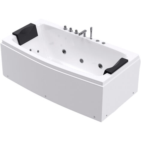 HOME DELUXE - Whirlpool Badewanne - NOOR - weiß mit Handbrause und Massage - ca. 173 x 80 x 84 cm I Indoor Badewanne, Spa, 2 Personen  Whirlpool Badewanne Wanne Pool