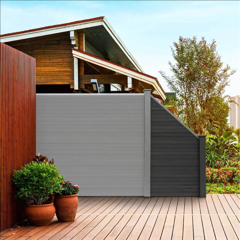 Wpc Sichtschutzzaun callado - 1x Schrägelement Ausführung 1 x Schrägelement Gartenzaun Steckzaun Sichtschutz-Zaun WPC-Zaun - Home Deluxe