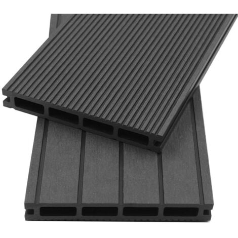 HOME DELUXE Anthrazit, 2m² - Inkl. Unterkonstruktion und kompl. Zubehör I Terrassenboden Poolumrandung Balkonbelag WPC Terrassenboden Komplettset Terrassendiele