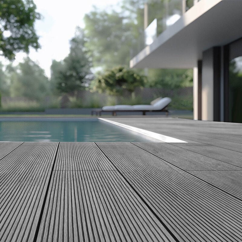 Home Deluxe - wpc Terrassendielen Komplettset (inkl. Unterkonstruktion) samana Farbe: Hellgrau, Größe: 30 m² wpc Terrassenboden Komplettset