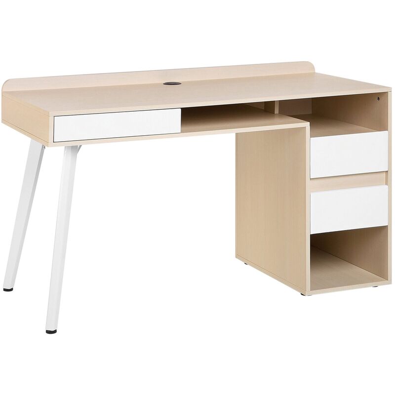 Modern Writing Computer Desk Home Office Study 3 Drawers Wooden Finish White Caracas