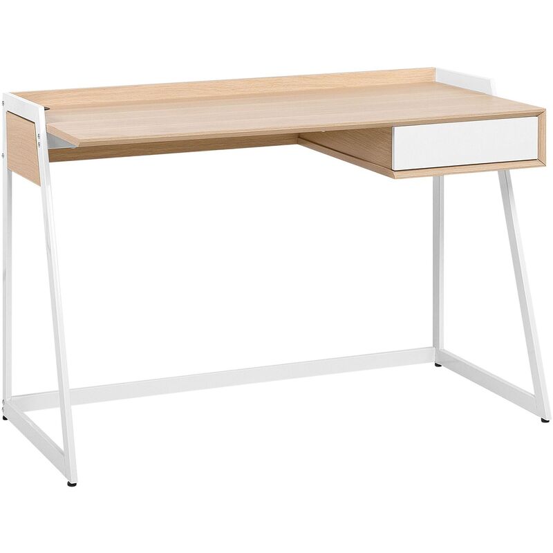 Modern Writing Computer Desk Home Office Study Drawer Wooden Finish White Quito