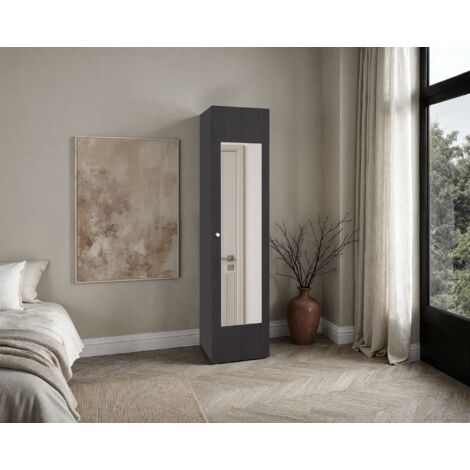 HOME DREAMS M5 - 1-DOOR WARDROBE CABINET WITH MIRROR (WENGE)