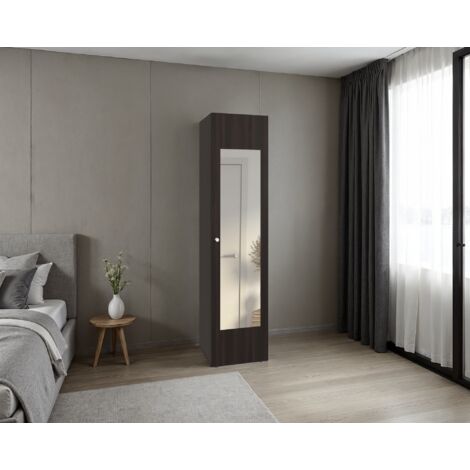 HOME DREAMS M5 - Armario con espejo, 1 puerta, nogal manchado