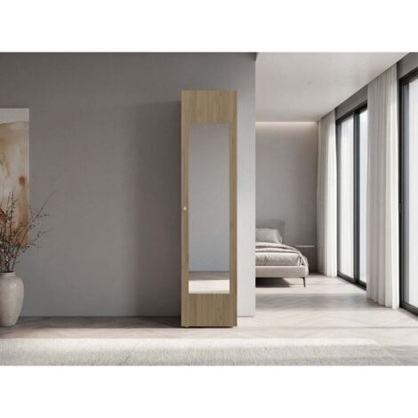 HOME DREAMS M5 - Armario con espejo, 1 puerta, roble natural