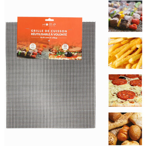 Home Equipement – Lot de 2 grilles de cuisson 30x40cm 80162 – Résistance jusqu'à 260°C – Compatible barbecue et four – Découpables pour ajustement