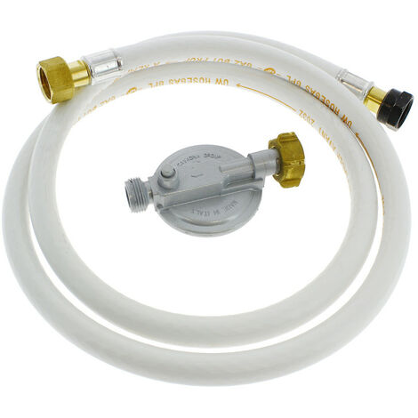 Home Equipement – Tuyau gaz butane 1m50 90140 – Détendeur 28MBAR conforme NF 16129 – Raccords 1/2 gaz pour barbecue et cuisinière – Validité 10 ans