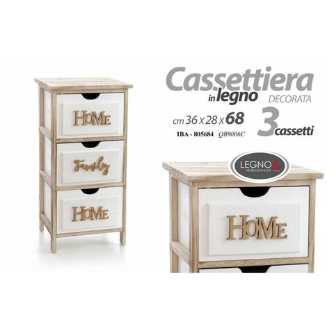 Home Family Kommode Holz weiß cm 36 x 28 x 68 h