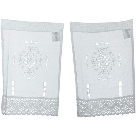 Home Fashion 2 Quadri per finestre con Struttura in Lino, Tessuto, Bianco, 45 x 30 cm, 2 unità