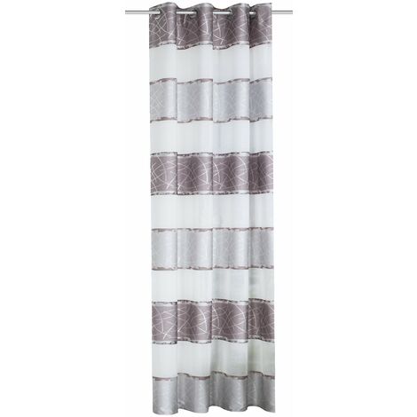 Home fashion Tenda Tessuto Decorativo a Righe Orizzontali con Motivo Jacquard, Poliestere, Grigio, 175 x 140 cm