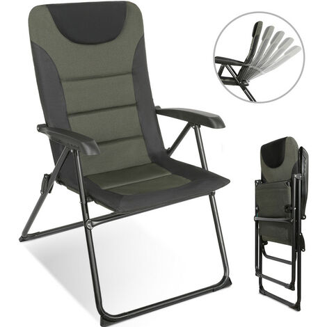 Homecall Camping-Klappstuhl mit gepolsterter verstellbarer Rückenlehne Grün/Schwarz
