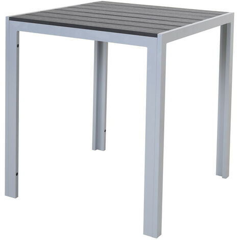 HOME FEELING Tisch aus Aluminium mit Polywood-Platte, Silber und Schwarz, 70 x 70 x 75 cm
