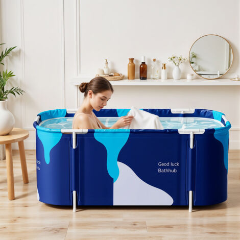 Home Foldable Soaking Bathtub with Ice Bucket and Milk
