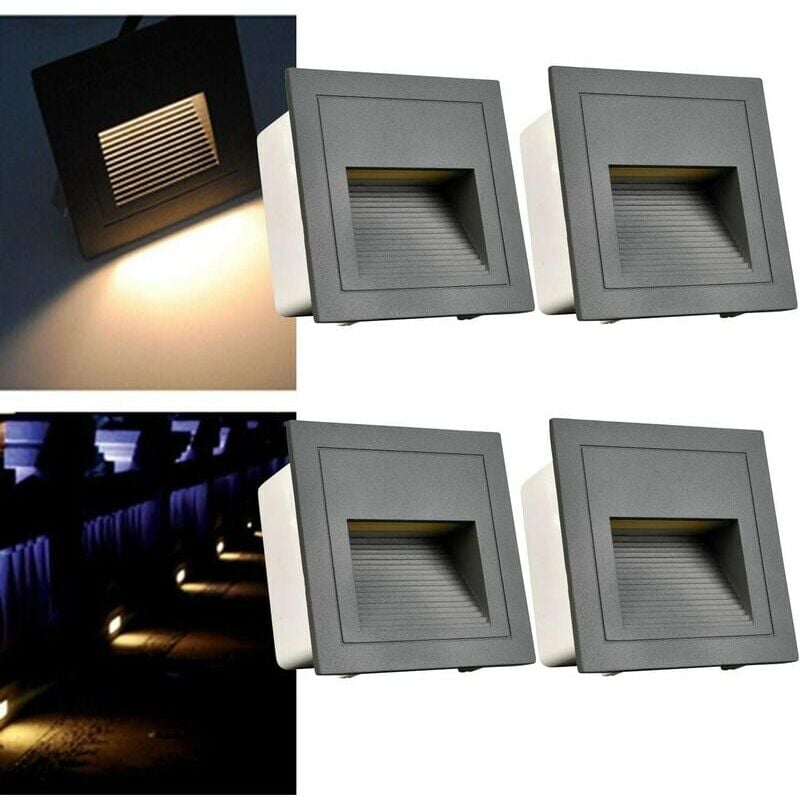 Dazzler - Home Foot Light Applique murale de jardin encastrée à led (A-Grey 4PCS),Convient pour le salon, l'allée, la lampe murale d'intérieur