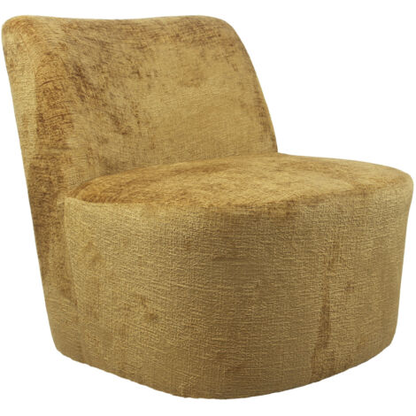 Home Heavenly® - Butaca giratoria GIAN, tapizada, estilo versátil y compacto, giro 360°, 64,5x75x69 cm.  Color: Mostaza