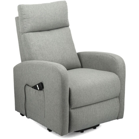Home Heavenly® - Butaca reclinable eléctrica LUNA con reposapiés elevable y tela tapicería antimanchas, 101x85x65 cm.  Color: Gris