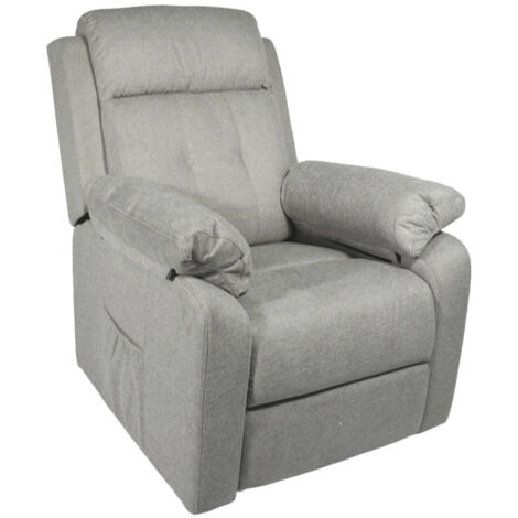 Home Heavenly® - Butaca relax NUBA con motor eléctrico Power Lift y sistema cero pared, tejido antimanchas 108x91x77 cm.  Color: Gris