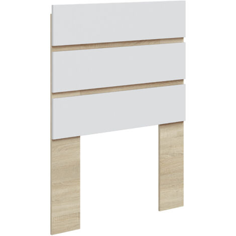 Home Heavenly® - Cabezal ÉBANO para cama de 90 cm, diseño moderno y funcional, melamina resistente, fijación a pared.  Color: Roble - Blanco