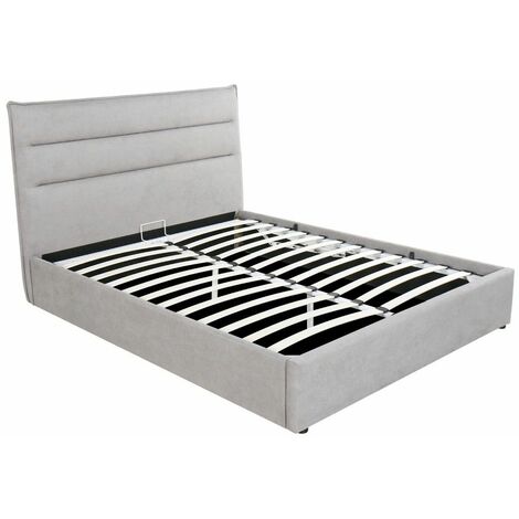 Home Heavenly®- Cama abatible con arcón y tapizada SABRINA. Estructura de cama con cabecero diseño moderno.