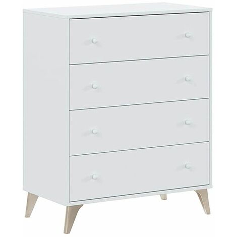 Home Heavenly® - Cómoda 4 cajones CANDY. Cajonera estilo nórdico de 95x77,5x40 cm para dormitorio matrimonio y juvenil.  Color: Blanco