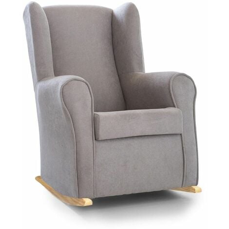 Mecedora para salón, sillón de peluche, color beige, mecedora escandinava  con cojín lumbar y patas de madera, moderna silla tapizada, silla de  lectura, sillón de peluche, sillón de relajación para habitación de